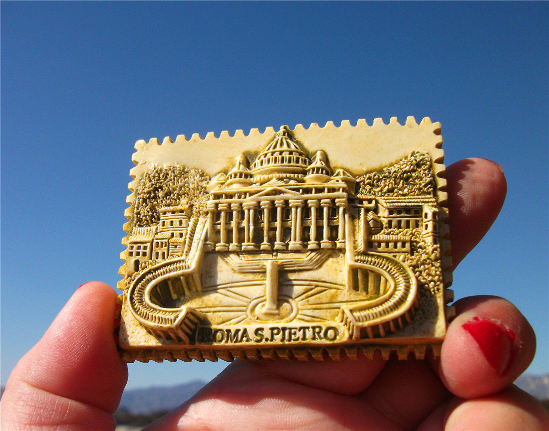 TRAVEL COMMEMORATIVE REFRIGERATOR MAGNET VATICAN ST. PETERS BASILICA RELIEF COLOSSEUM 6 PIECES