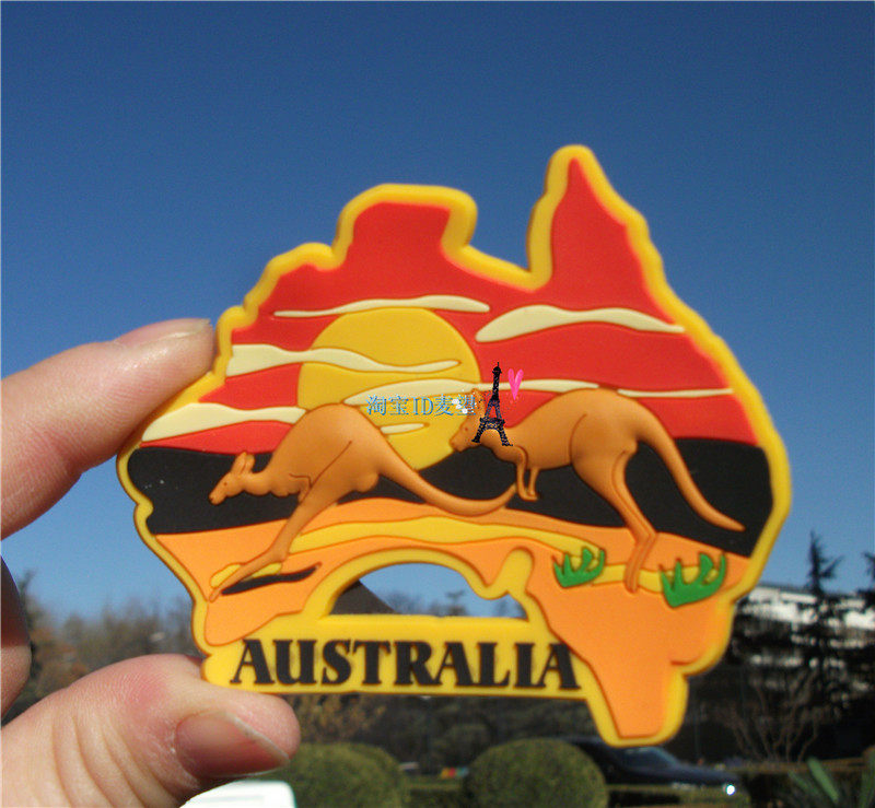 AUSTRALIA LOCAL BUY FRIDGE MAGNET AUSTRALIA GROUND GRAPHICS TWILIGHT KANGAROOS