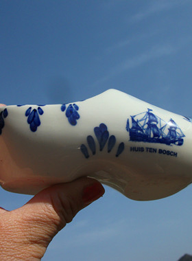 荷兰当地购买摆件 蓝瓷DELFT 豪斯登堡鞋形 HUIS TEN BOSCH纪念品