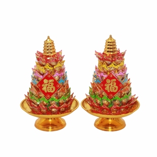 开业乔迁供佛糖塔拜佛荷花灯手工贡品敬佛佳品潮汕拜天公七彩莲花