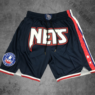 篮网队四个口袋裤美式运动短裤密秀男透气密绣街头五分裤篮球裤