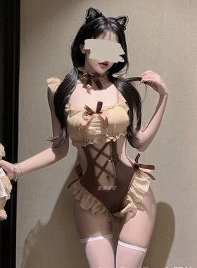情趣小胸内衣性感连体衣小熊制服qqny睡衣诱惑套装女cos角色扮演