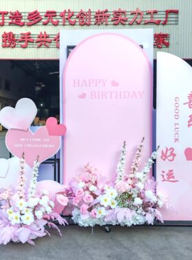 婚庆铁艺KT板落地带轮展示架