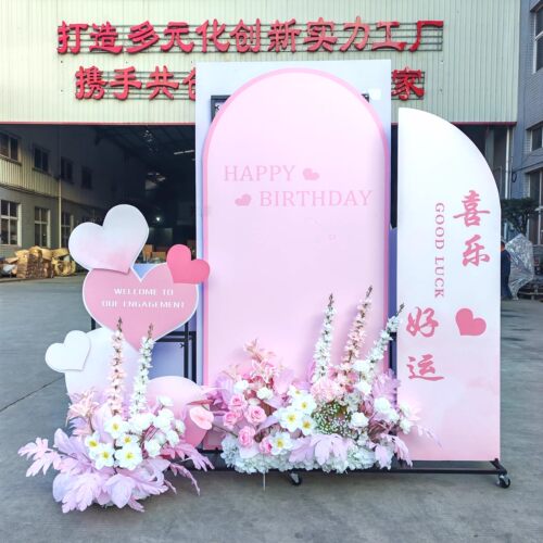 婚庆铁艺KT板落地带轮展示架