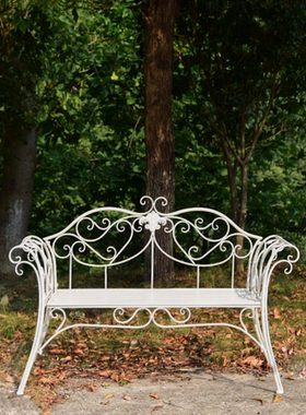 欧式铁艺沙发户外田园休闲公园椅庭院装饰花架子花园双人靠背躺椅