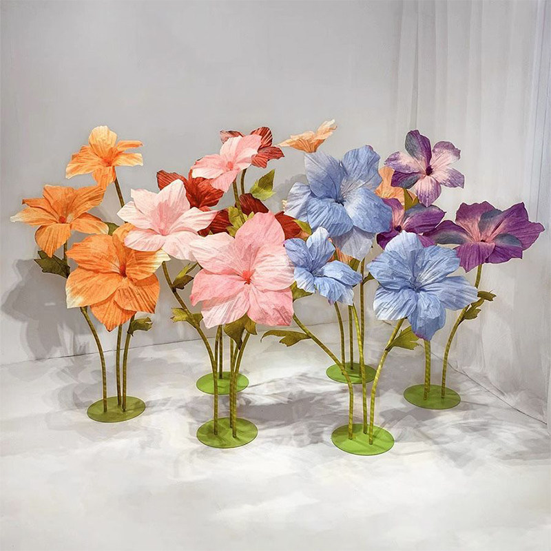 防水百合花假花纸艺美容院商场dp装置美陈橱窗摆件大型仿真花