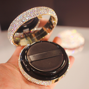 镶钻气垫盒粉底液空盒子DIY自制便携粉扑外壳子空壳bb霜替换通用