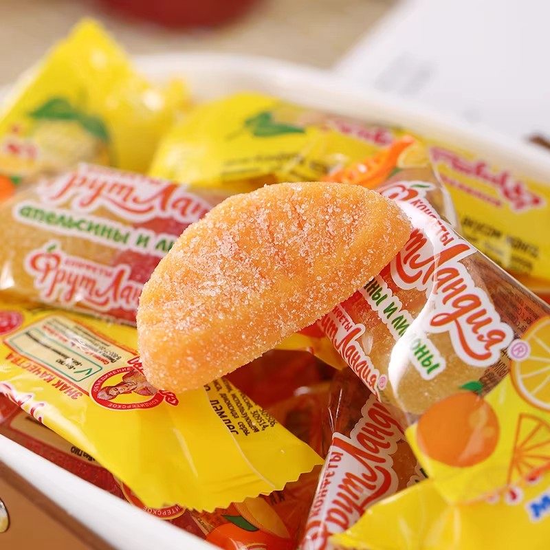 俄罗斯进口芒果软糖橘子柠檬夹心水果斯拉夫水果园婚庆喜糖新年货
