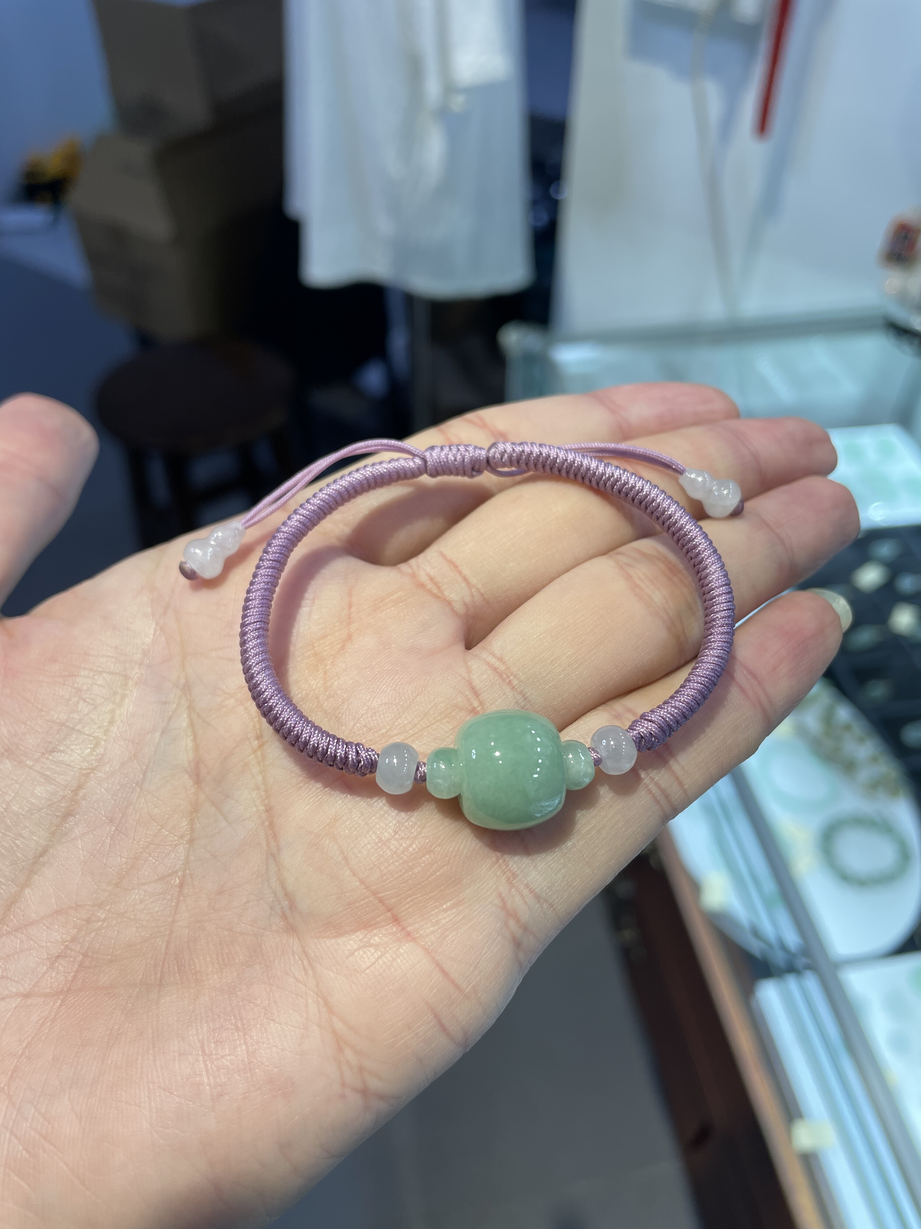 天然翡翠果绿路路通转运珠手链女款玉器珠子手绳