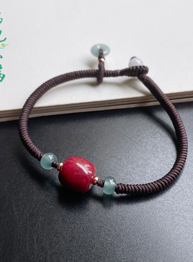 男女款朱砂路路通平安手链国风