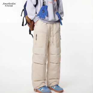 【羽绒裤】百搭工装户外三防轻柔90绒羽绒裤保暖加厚宽松裤子情侣