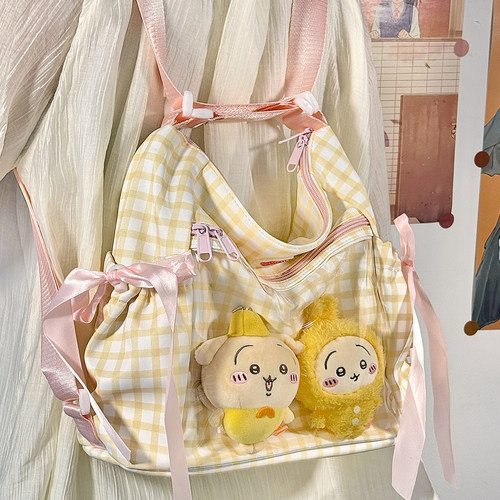 原创格子痛包大容量双肩包