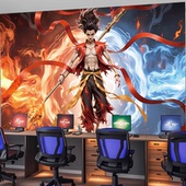 哪咤海报墙贴男孩卧室墙面装 饰画墙纸贴画动漫背景墙壁画贴纸壁纸