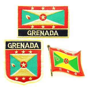 68 Grenada flag pin patch格林纳达 国旗 布贴 徽章背胶刺绣肩章
