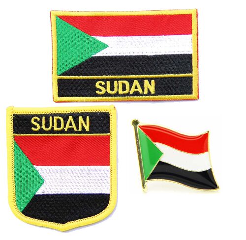 167 Sudan flag pin patch 苏丹 国旗 布贴 背胶 熨烫 臂章 徽章