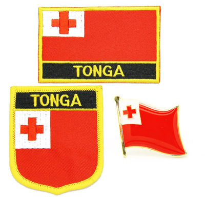 174 Tonga flag pin patch 汤加 国旗 布贴 背胶 熨烫 臂章 徽章