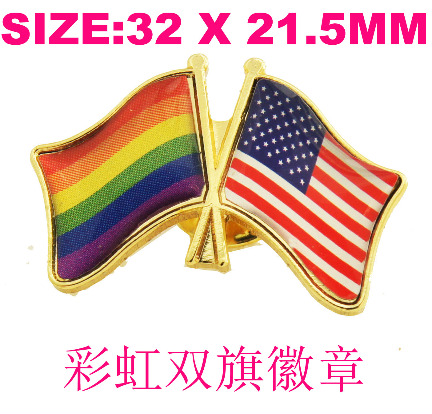 LGBT同志徽章彩虹旗帜美国USA友好双面旗跨性别高级胸针定制-封面