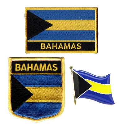 24 Bahamas  flag pin patch 巴哈马 国旗布贴徽章 背胶 刺绣肩章