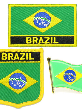 023 Brazil flag pin patch 巴西国旗布贴 背胶刺绣臂章 徽章
