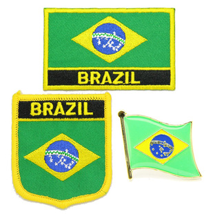 023 Brazil flag pin patch 巴西国旗布贴 背胶刺绣臂章 徽章