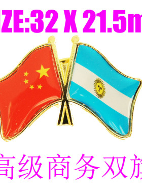 精工商务 双旗徽章 中国 阿根廷  Argentina  Flag Pin 西装胸针