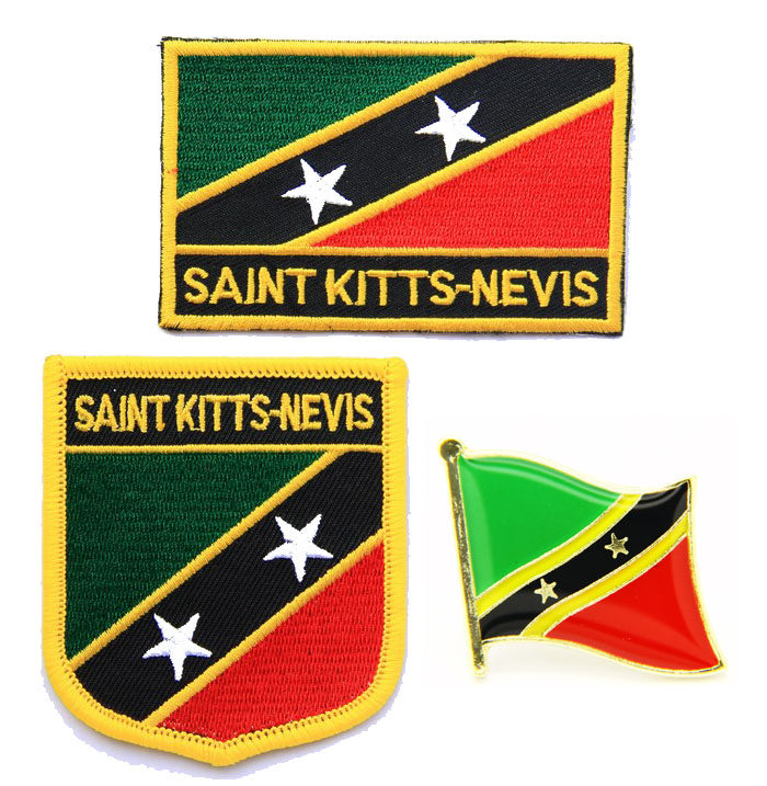 159 Saint Kitts flag pin 圣基茨和尼维斯国旗布贴 背胶刺绣臂章