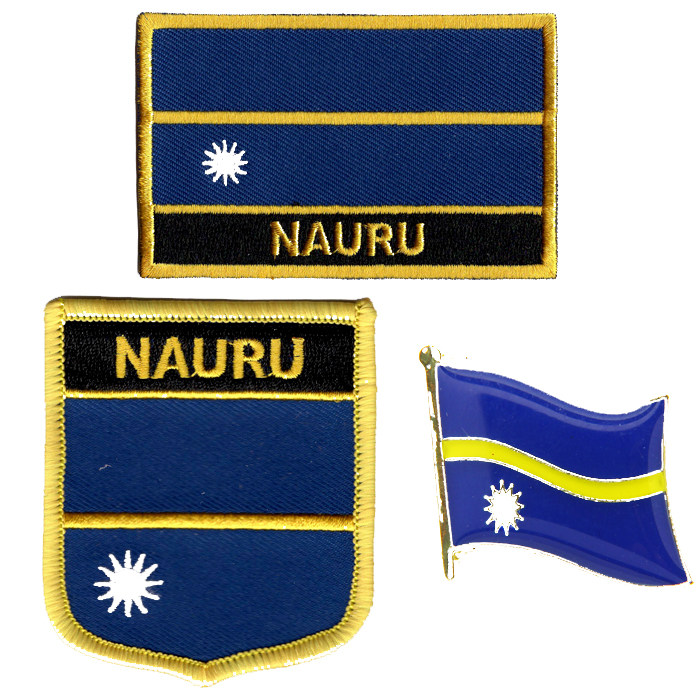 瑙鲁国旗布贴徽章背胶刺绣肩章