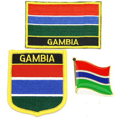 63 Gambia flag pin patch 冈比亚 国旗 布贴 背胶熨烫臂章徽章