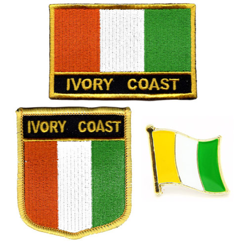 93 Ivory Coast flag pin patch 科特迪瓦 国旗布贴徽章 背胶刺绣
