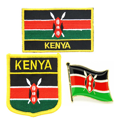 096 Kenya flag pin patch 肯尼亚国旗布贴 背胶熨烫臂章 徽章