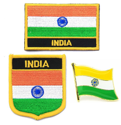 207 India  flag pin patch 印度国旗布贴 臂章 徽章 刺绣肩章