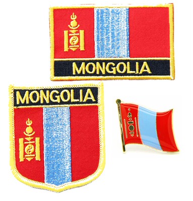 122 Mongolia FLAG PIN PATCH蒙古国旗布贴 臂章 徽章 背胶肩章