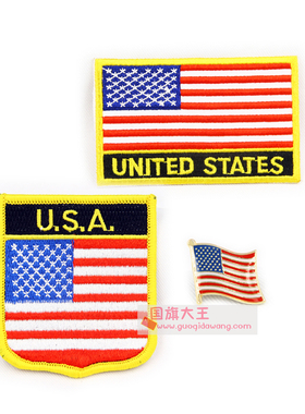 121 USA  flag pin patch 美国国旗布贴 背胶熨烫刺绣臂章 徽章