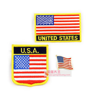 美国国旗布贴 pin patch 徽章 背胶熨烫刺绣臂章 USA 121 flag