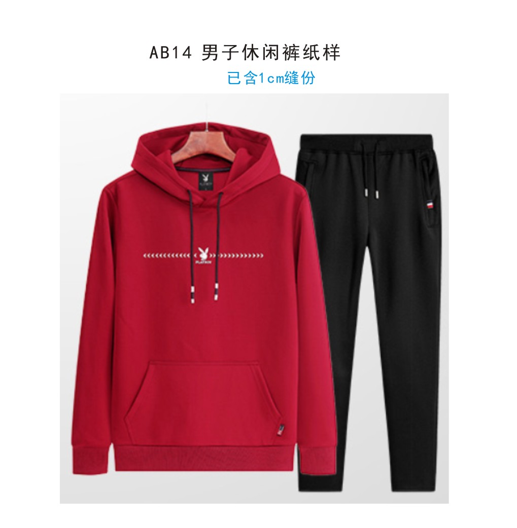 AB14 1:1 男子 180 休闲 运动 连帽 套头卫衣 纸样 宽松服装