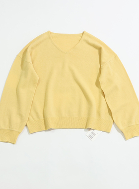 AAL52 日单外贸贵牌秋冬款简约百搭V领套头羊毛针织衫 女款