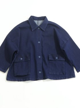 GBC132 出口日单外贸春款森林系宽松版翻领牛仔外套女款上衣