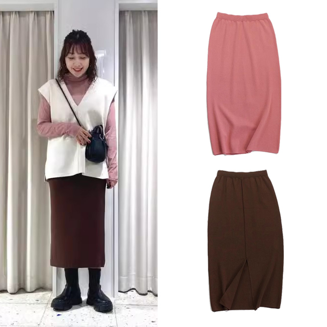 日本单百搭针织半身裙