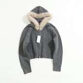 开衫 NBA303 短款 女款 日单外贸简约百搭休闲拉链连帽毛衣