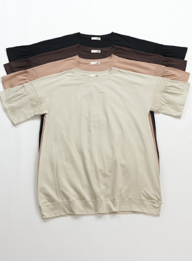 K42880 日本单 夏款森林系森女百搭圆领套头T恤女款