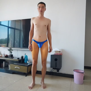 超紧勒阴丁字裤男丝滑透明超薄油亮光泽低腰紧身性感火辣t子内裤