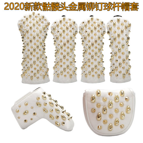 包邮高尔夫球杆帽套 骷髅头金属铆钉保护套 一号木球道木UT推杆套 - 封面