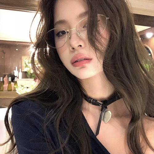 kaka/未来感猫眼/超轻纯钛眼镜框女度数可配近视防蓝光银色fade