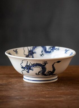 日本进口美浓烧吉祥龙纹拉面碗