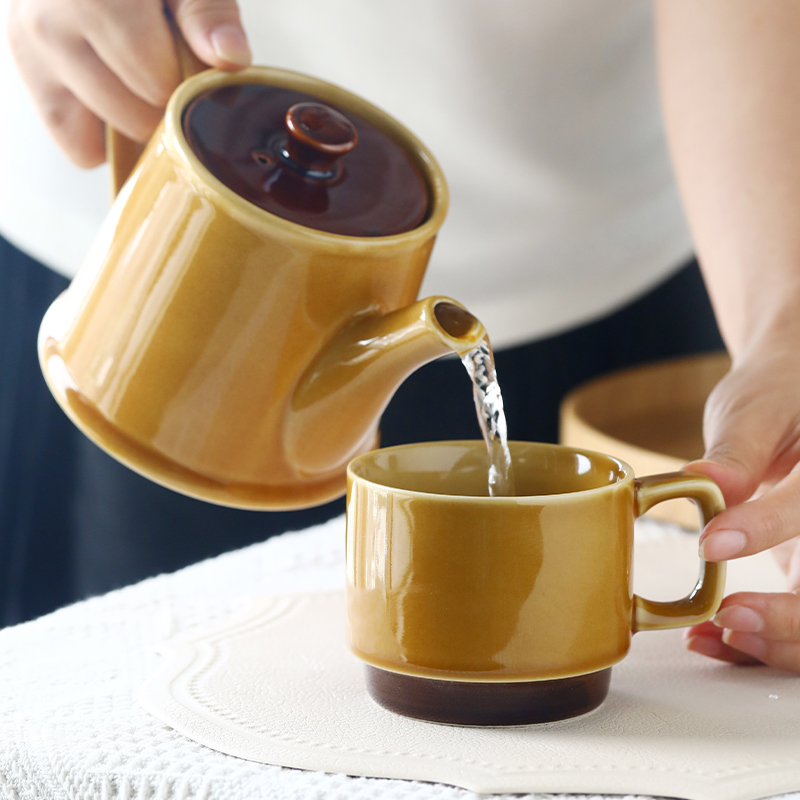 日本进口tojiki北欧风伊贺烧陶瓷壶带滤网泡茶壶保温壶茶杯咖啡杯