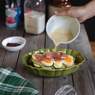 日本进口studio m盘子波浪花边盘陶瓷焗饭盘烤箱烤盘深盘菜盘家用