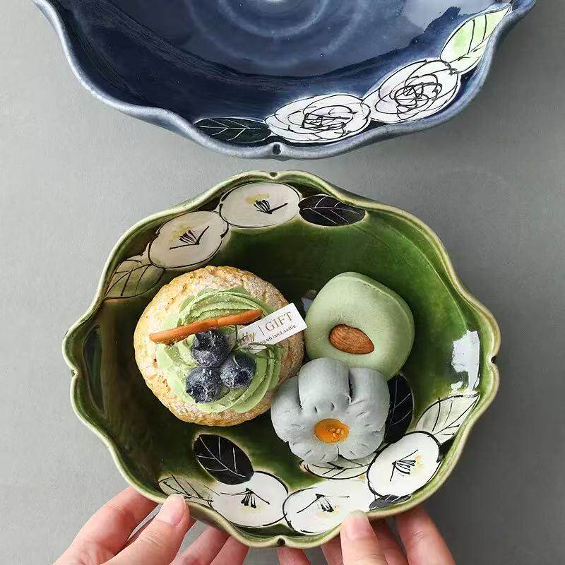 日本进口美浓烧陶瓷餐具深盘大碗
