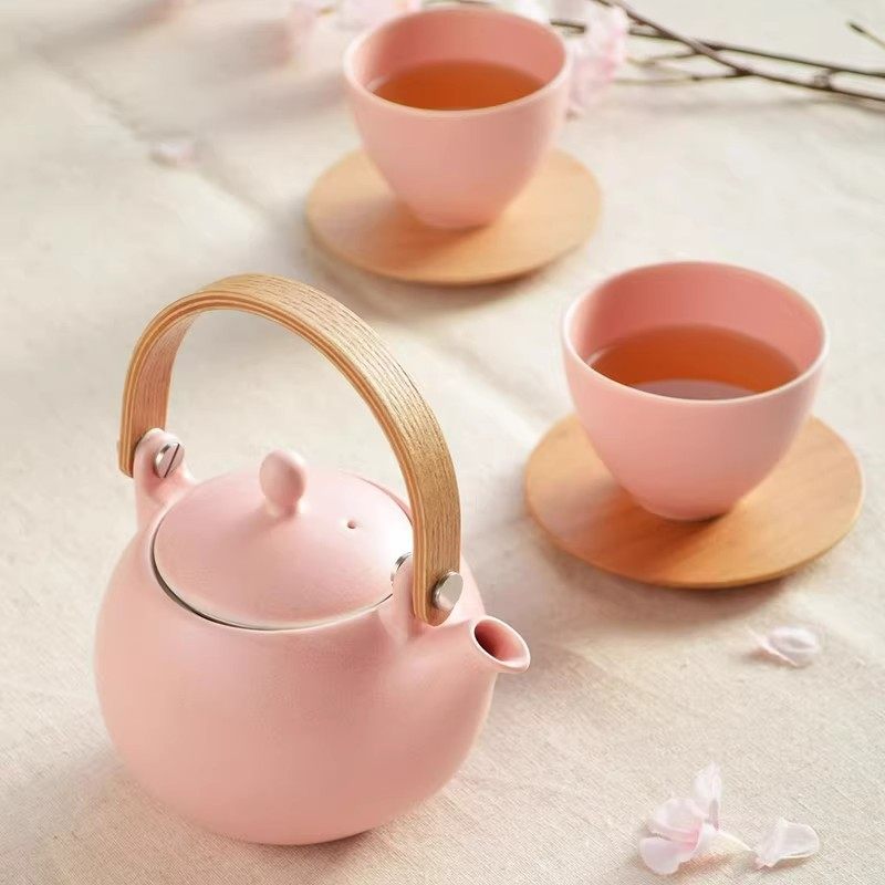 绝版saliu日本原装进口LOLO粉色陶瓷茶壶茶杯套装泡茶工夫茶礼品