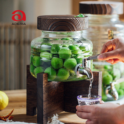 aderia日本石冢硝子玻璃密封酒罐果酒瓶带水龙头泡酒专用瓶青梅酒