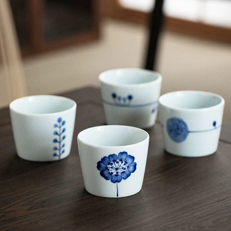 日本进口滨陶白景茶杯日式手工